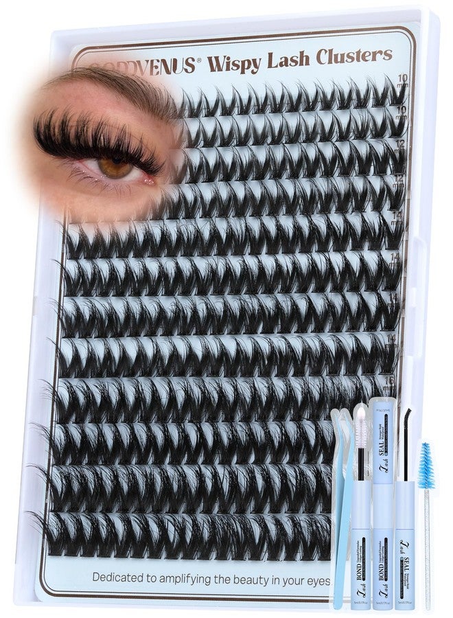 Goddvenus Fluffy Wispy Lash Clusters Kit Natural Eyelashes Clusters D Curl Cluster Eyelash Extensions Lightweight Individual Lashes DIY Eyelash Extension Kit with Waterproof Lash Cluster Glue - Image 1